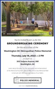 Washington, DC Metropolitan Police Memorial and Museum Ground Breaking July 2022