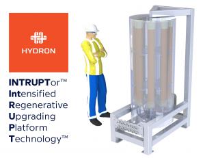 hydron logo and INTRUPTor acronym with rendering of Hydron's INTRUPTor technology