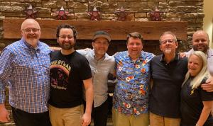 Brandon Heath celebrates “See Me Through It” hitting No. 1 with Centricity Music and his radio team. Pictured  (l-r) are: Grant Hubbard; Shimmy Chimento, Heath, Kris Love, Chris Hauser, Caren Seidle (Centricity Music CEO) and Andrew Lambeth.