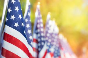 American flags waving in the breeze
