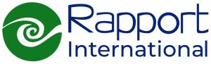 Rapport International's logo is a green circle surrounding abstract hands, symbolic of translation and interpretation bridging languages and cultures