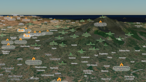 A view of what OroraTech notifications look like in the EarthRanger platform. Through the partnership, conservationists are notified when a fire as little as 10x10 meters begins. Location: Italy. Image courtesy: EarthRanger.