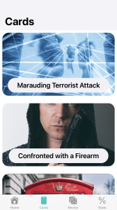 An image showing a list of counter terrorism action cards