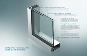 Diagram of demolition-free exterior window retrofit system