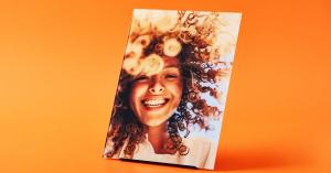 A vividly printed Fracture glass photo print on a stand