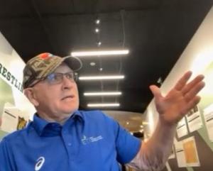 Coach Dan Gable discusses the new Yellowblue LED lights at his museum.
