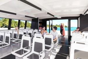 Passengers sitting in E-Link water vessel