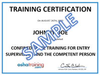 Certification of OSHA training
