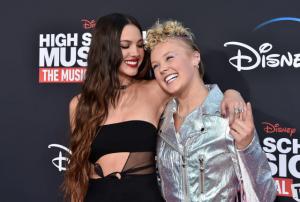 : Olivia Rodrigo (L) and JoJo Siwa attend Disney+ "High School Musical: The Musical: The Series" Season 3 premiere