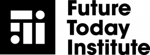 A black and white logo with a square on the left and the words Future Today Institute stacked on top of each other on the right.