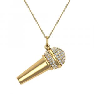 Microphone Diamond Necklace Souvenir for your music tour