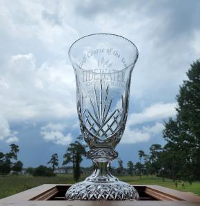 The crystal award for Tidewater Golf Club winning South Carolina Golf Course of the Year