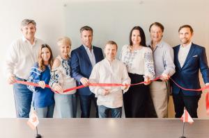 Miratech team is cutting the ribbon during the opening of a new R&D center in Toronto