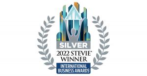 Logo from the Stevie International Business Awards colored in silver