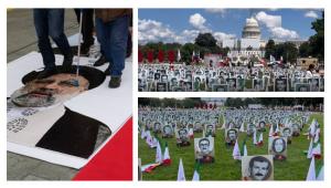 Friday’s gathering and exhibition was organized by the Organization of Iranian American Communities, displaying around 2,000 photos of those executed by the mullahs’ regime president  Ebrahim Raisi during the months of August and September 1988 in Iran.