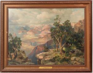 Chromolithograph of the Grand Canyon by Thomas Moran (1837-1926), dated 1912, housed in the original frame measuring 41 ½ inches by 33 inches, signed by Moran (est. $4,000-$6,000).