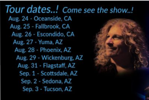 David's picture next to a list of 10 dates and cities
