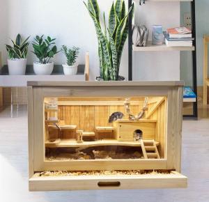 Kaiyopop natural wooden hamster cage