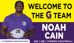 Cain celebrates his return to Louisiana as a Tigers running back and Get Gordon Athlete.