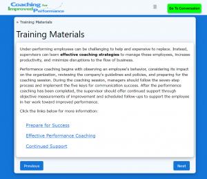 Opening Screen of Training Materials       