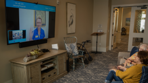 Residents use Caavo to video chat with SRI Staff