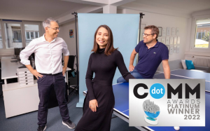 GeoCTRL leadership: Anna Pak, Mark Forster, Helmut Lasser. dotCOMM Platinum Winner. Credit: Roger Hofstetter für BILANZ