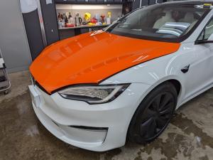 ALSET Auto in Maricopa County applying paint protection on a Tesla