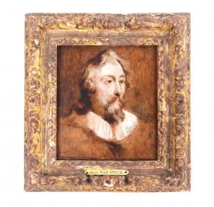 17th century oil and grisaille on panel attributed to Anthony van Dyck (Belgian, 1599-1641), titled Portrait of a Gentleman.