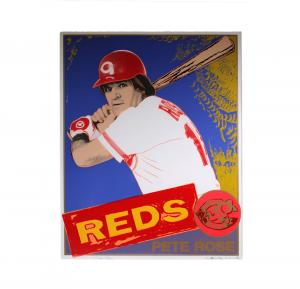 Silkscreen by Andy Warhol (American, 1928-1987), titled Pete Rose, signed by Warhol and Rose, numbered PP 5/8.