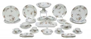 19th century group of 38 pieces of U.S. Revenue Cutter china by Greenwood China (Trenton, N.J.), with floral decoration showing the U.S. Revenue Cutter insignia (est. $7,000-$12,000).