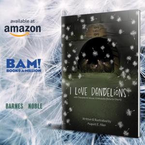 Book cover with dandelion
