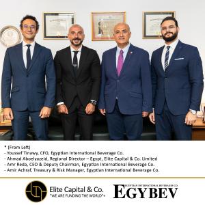 (From Left) * Youssef Tinawy, CFO, EgyBev * Ahmad Aboelyazeid, Regional Director – Egypt, ECC * Amr Reda, CEO & Deputy Chairman, EgyBev * Amir Achraf, Treasury & Risk Manager, EgyBev