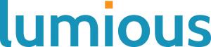 Lumious logo in blue with an orange dot over the "i"