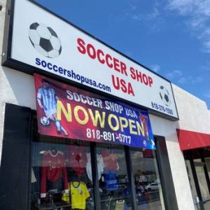 Storefront of Soccer USA outlet in California.