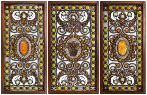 Moorish filigree screens attributed to Louis C. Tiffany Company, Associated Artists (NY, 1881-1883), jeweled glass and bronze-dust coated copper wire. Max: 51 inches by 78 inches (est. $75,000-$125,000).