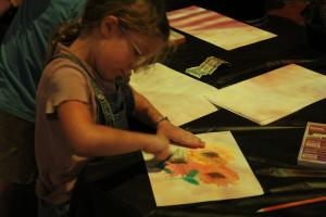 Child draws Sunflowers