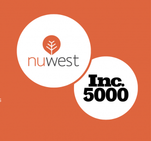 Orange background with NuWest and Inc 5000 logos