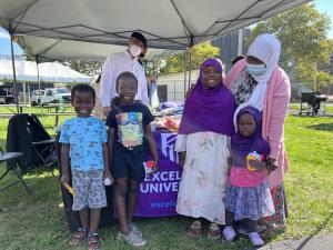 Young family receives backpacks for back-to-school
