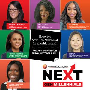 Corporate Counsel Women of Color 2022 Next Gen Emerging Millennial Leader Award Winners