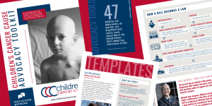 Pages of the Children's Cancer Cause Advocacy Toolkit