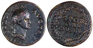 Ancient Roman coin showing Sestarius of Galba, who served as Roman emperor for just seven months (68-69 AD), having previously been governor of nearer Spain for eight years ($6,037).