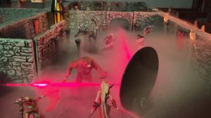 Laser beam pierces the fog during intense RPG battle (unedited photo)