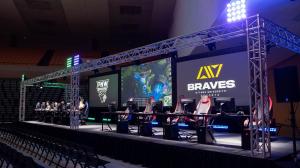 Main stage for team-based PC games at the Midwest Esports Conference finals in Wichita.