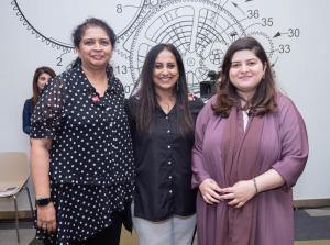 Shameema Parveen, TiE Women Global co-Chair; Veena Munganahalli, TiE Women MENA Co-Chair; and Hafsa Qadeer, Founder and CEO at ImInclusive, winner of UAE finals