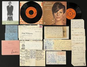 Extensive, important archive of Barbra Streisand material, including correspondence between the singer and Barry Dennen, with whom she had a relationship in 1960-61 (est. $10,000-$15,000).
