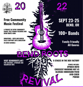 Concert poster designed for Bend Roots Revival 2022