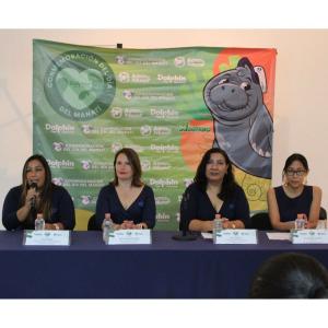 Specialists in a manatee conference in Dolphin Discovery