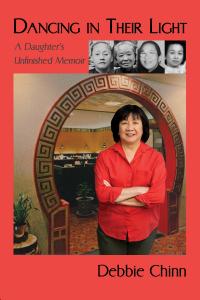 This book cover shows author Debbie Chinn standing in front of an image of her parents' famous restaurant / nightclub -  the House of Mah Jong in Long Island, New York.