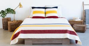 Faribault Mill's Frontier bed blanket. For every bed blanket sold starting today, including many other styles, the company will donate a woolen blanket to nonprofit organizations serving youth experiencing homelessness.