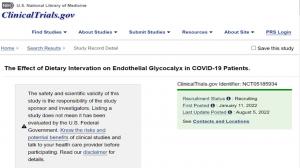 The effect of Dietary Glycocalyx Precursor Supplementation on endothelial function, on markers of vascular function and on cardiac performance in patients with COVID-19 infection